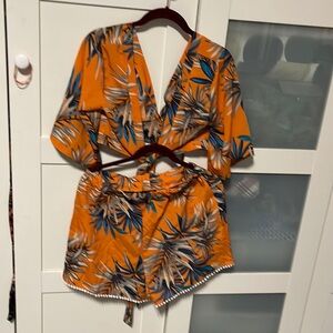 Ladies Hawaiian print short set